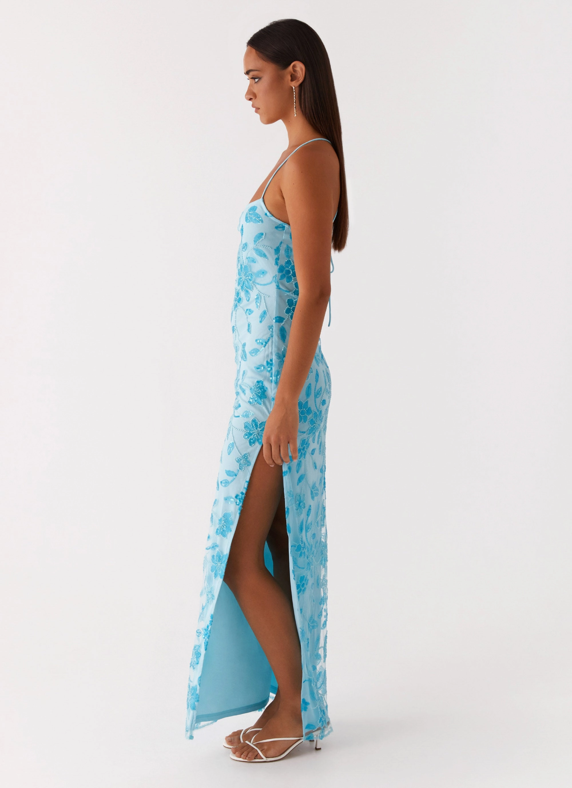 Bright Lights Beaded Maxi Dress - Blue Stylish Touch