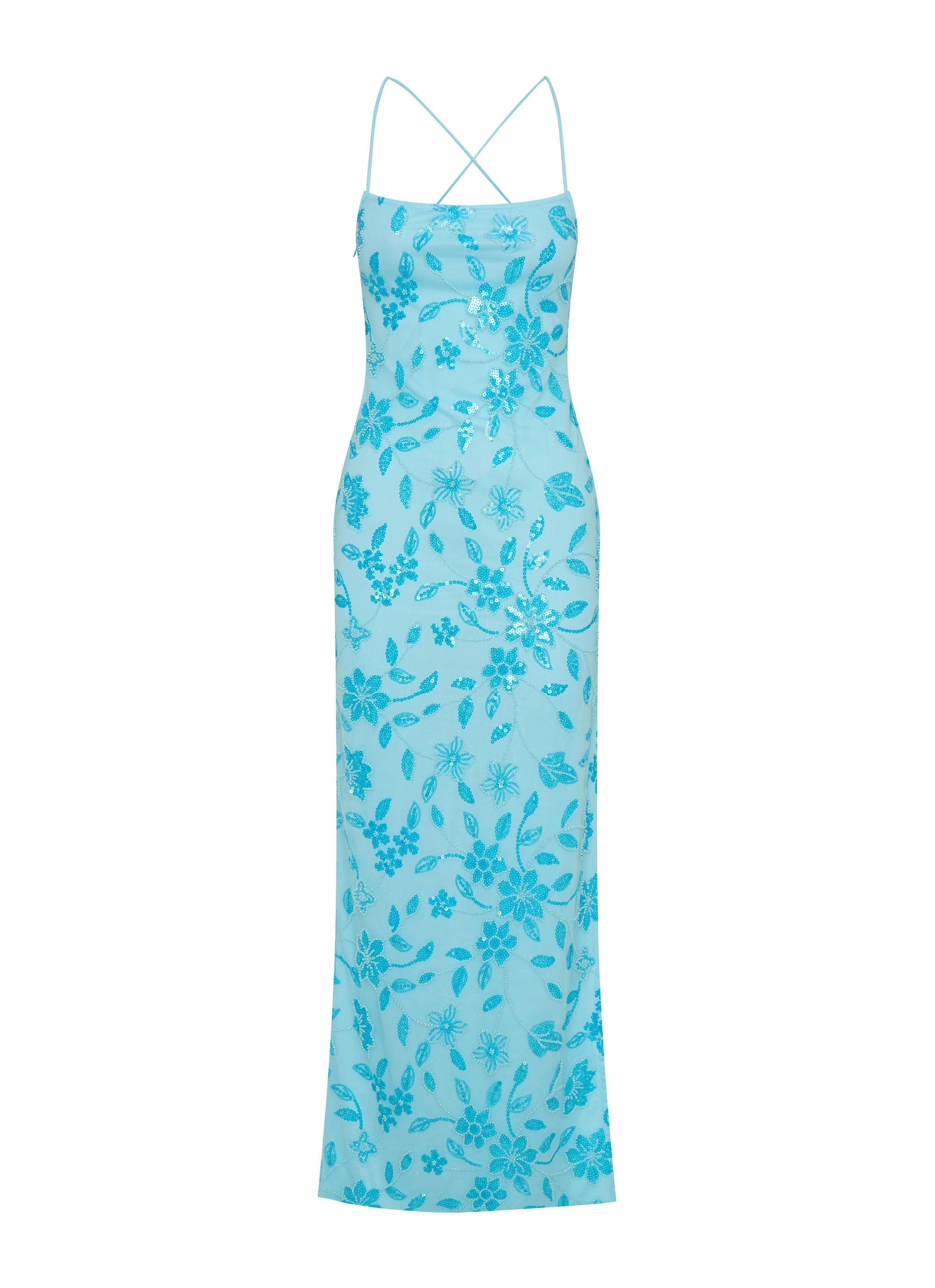 Bright Lights Beaded Maxi Dress - Blue Trend Texture