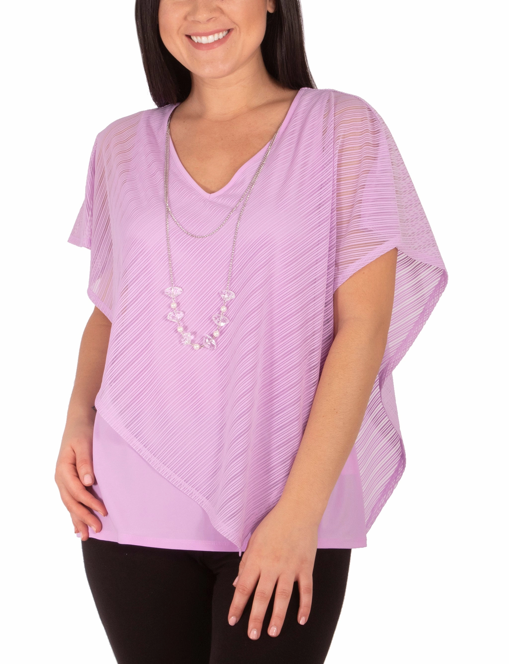 Burnout Poncho Top With Removable Necklace AntiSnagYarnProcessing NonIrritatingStitching