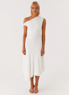 Byron Midi Dress - White Light Rhythm Flowy-Shape