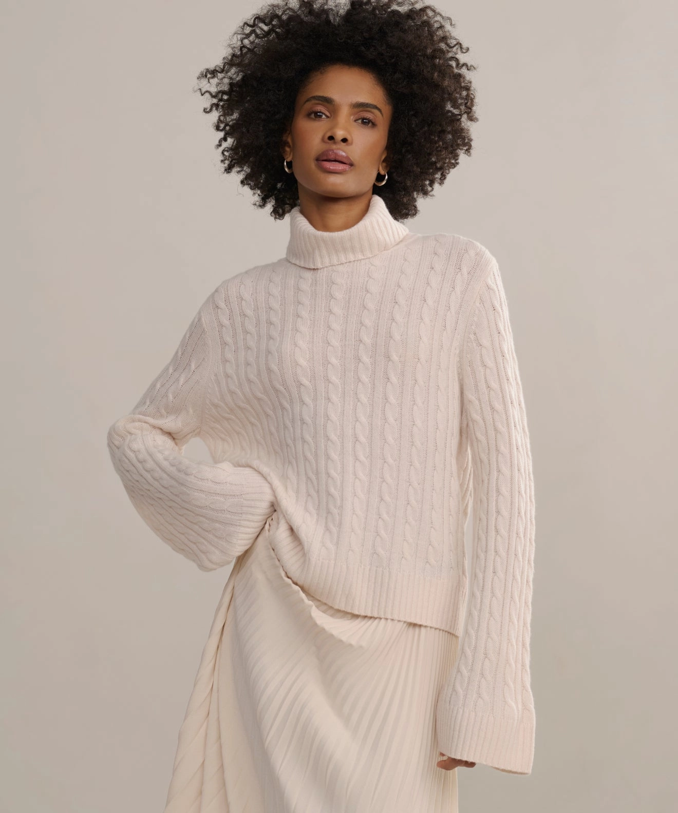 Garment Dyed ReverseCoil Zipper Cable Nell Turtleneck