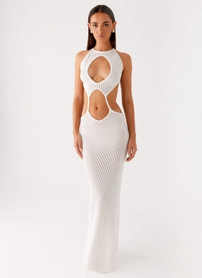 Caicos Crochet Maxi Dress - White Chic Appeal
