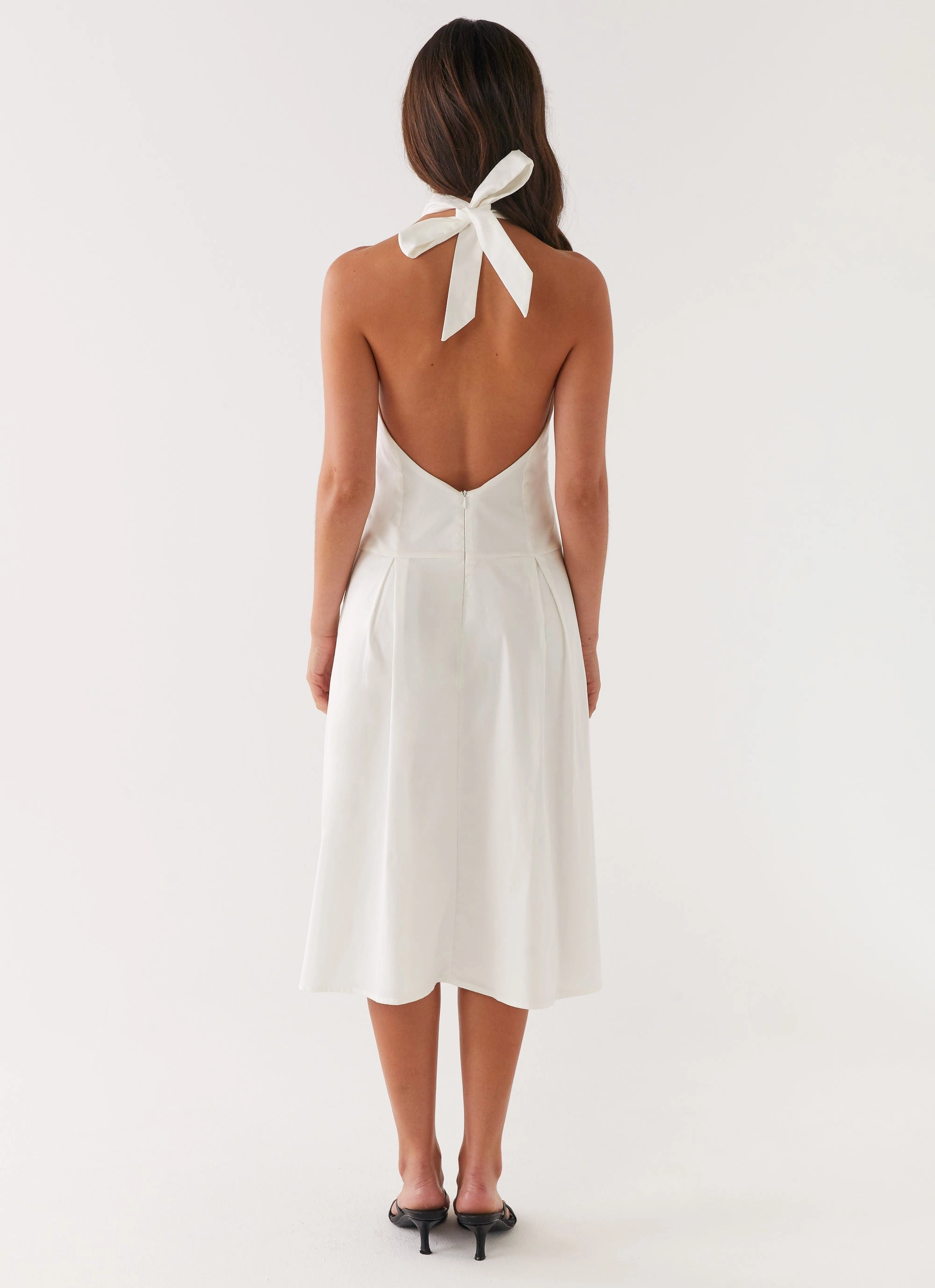 Fall Layer Feminine Layers Calla Halter Midi Dress - White