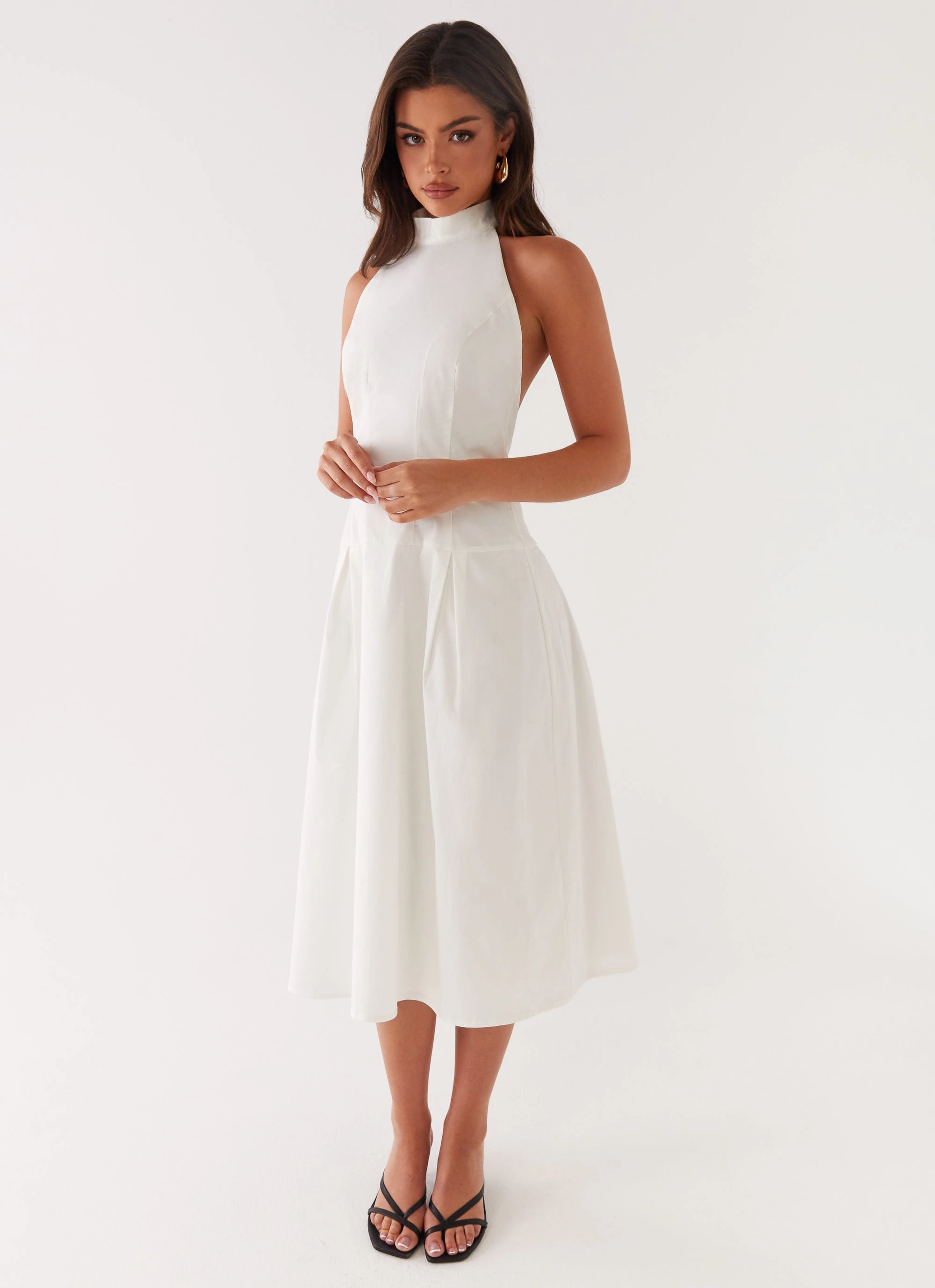 Pure Fit Sculpted Detail Calla Halter Midi Dress - White