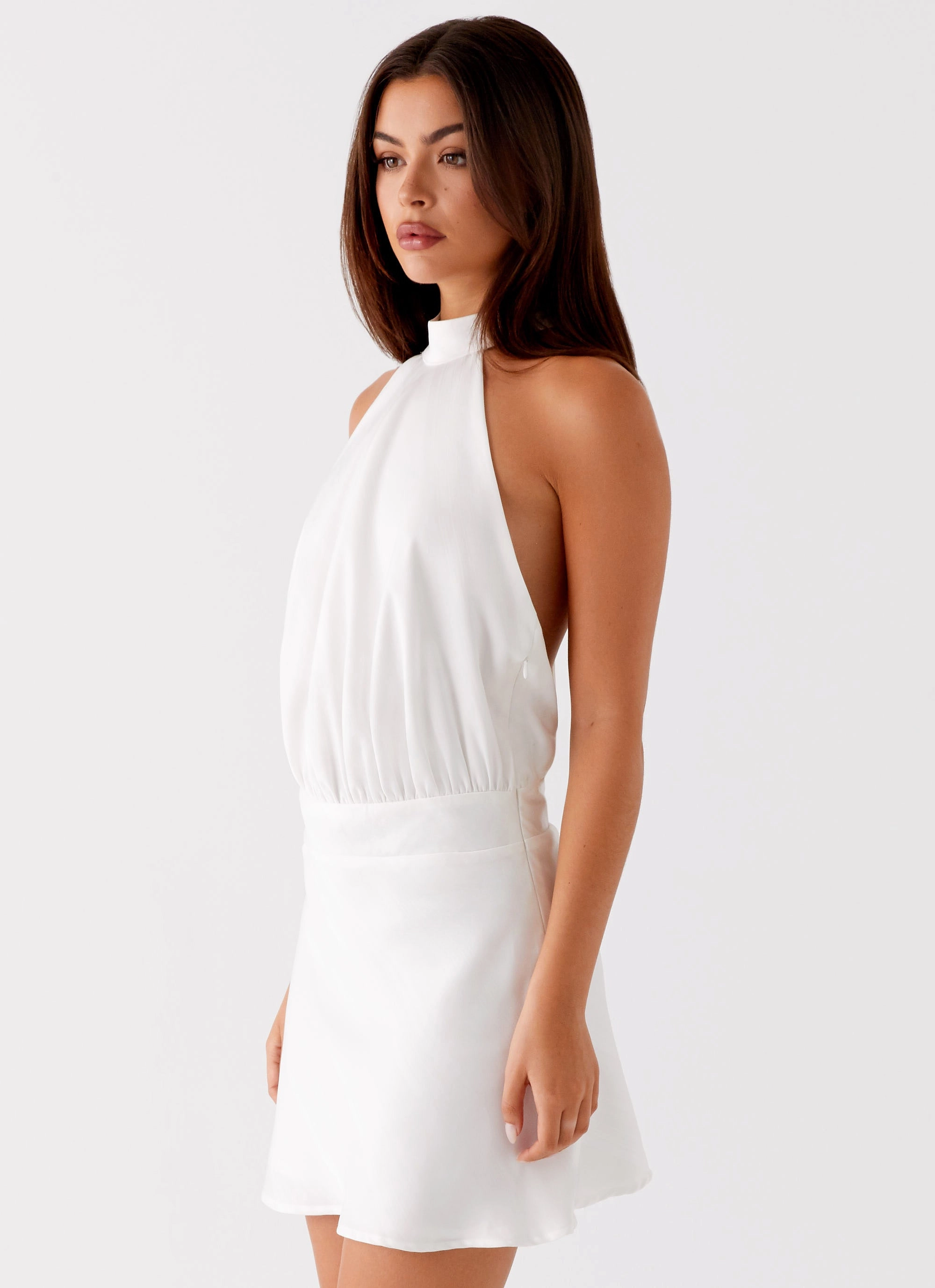 Cool Draping Camera Shy Mini Dress - Ivory