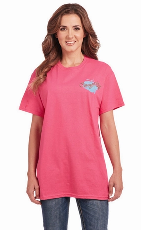 Breathable Lining formal dinner Cowgirl Up Womens Roam Free Boyfriend Pink 100% Cotton S/S T-Shirt