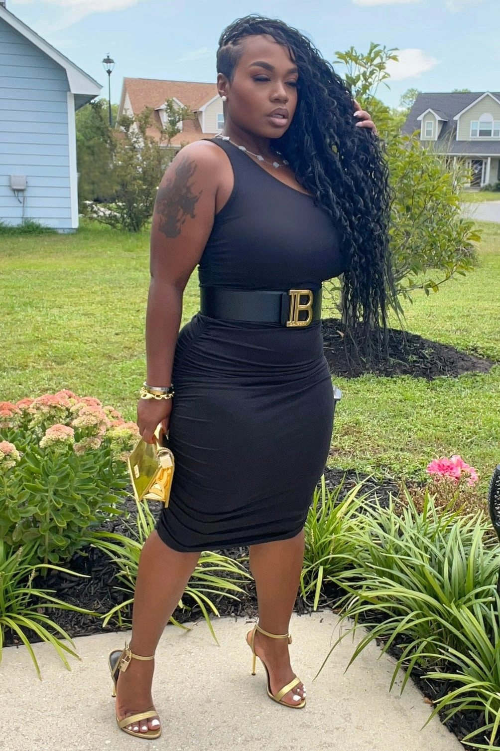 Carla Ruched And Ready One Shoulder Bodycon Dress Lounge Mood Flattering Cut Wear