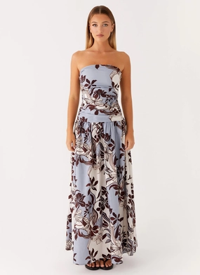 Effortless Pair Carmel Maxi Dress - Bluewood Blossom