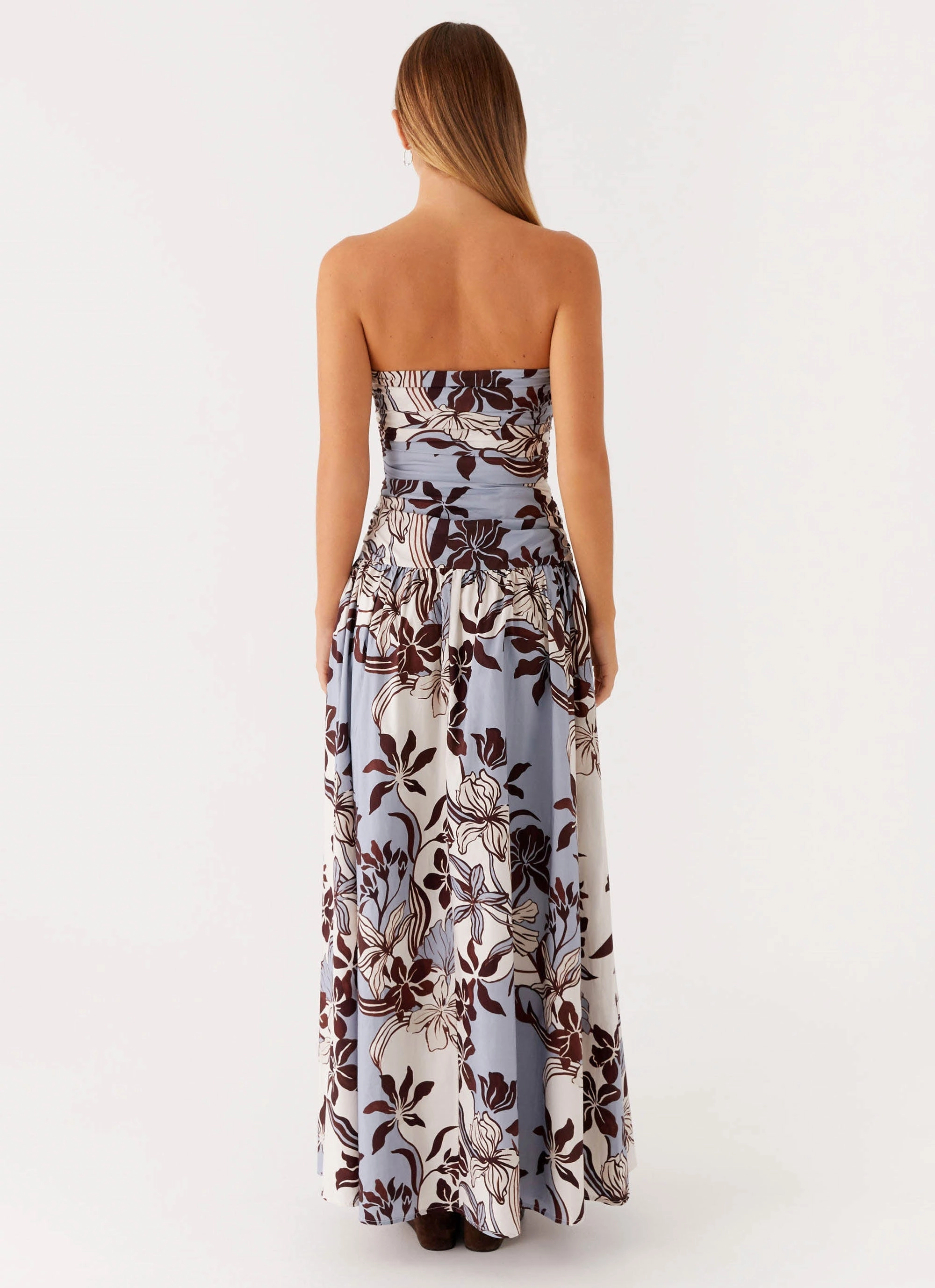 Carmel Maxi Dress - Bluewood Blossom Tie-Detail Relaxed work dress