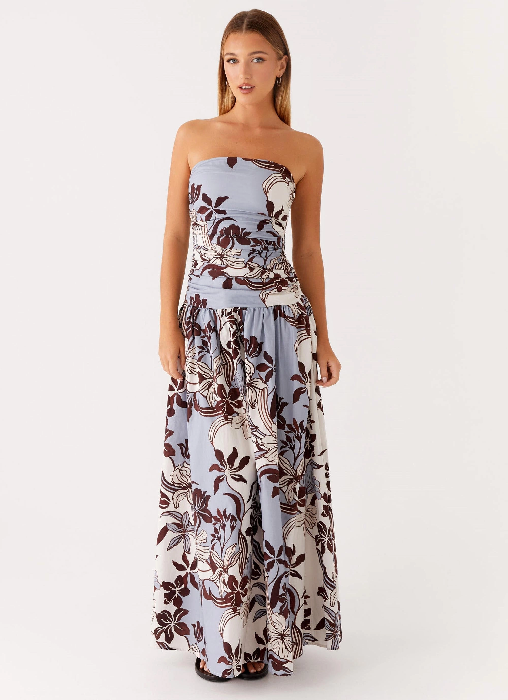 Basic Mood Casual Wear Carmel Maxi Dress - Bluewood Blossom