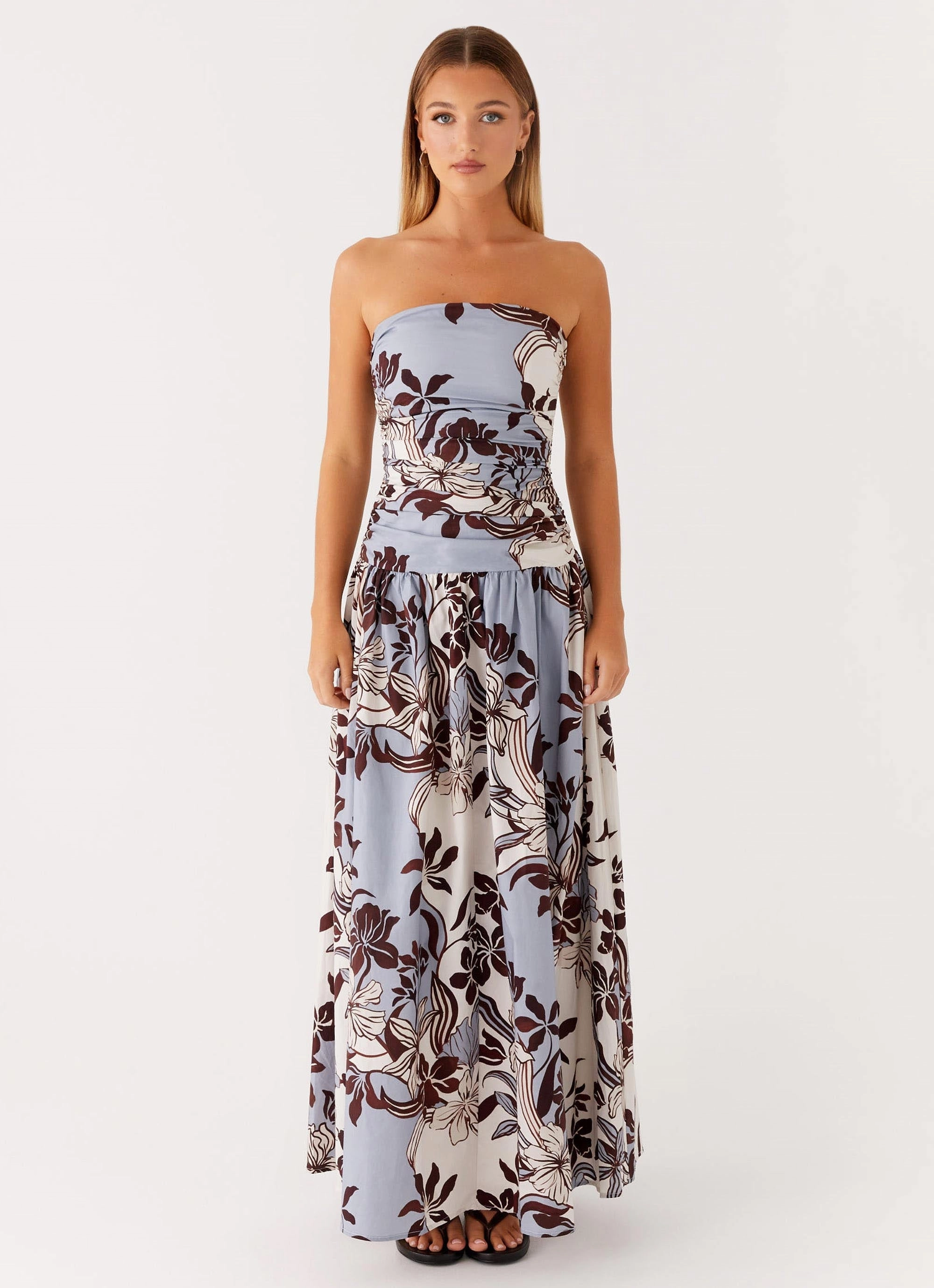 Effortless Pair Carmel Maxi Dress - Bluewood Blossom