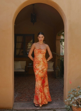 Smooth Wear Sun-Protective Carmen Maxi Dress - Sunset Floral