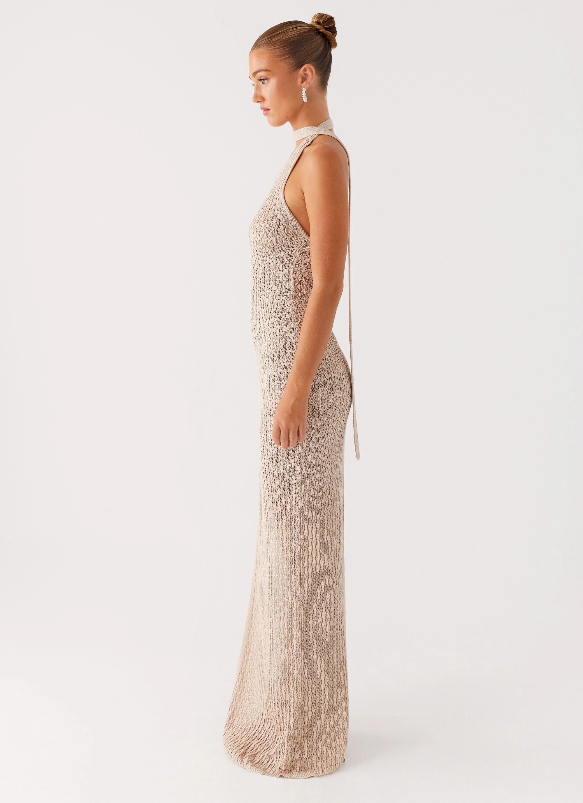 Stylish Layer Carryn Knit Maxi Dress - Beige