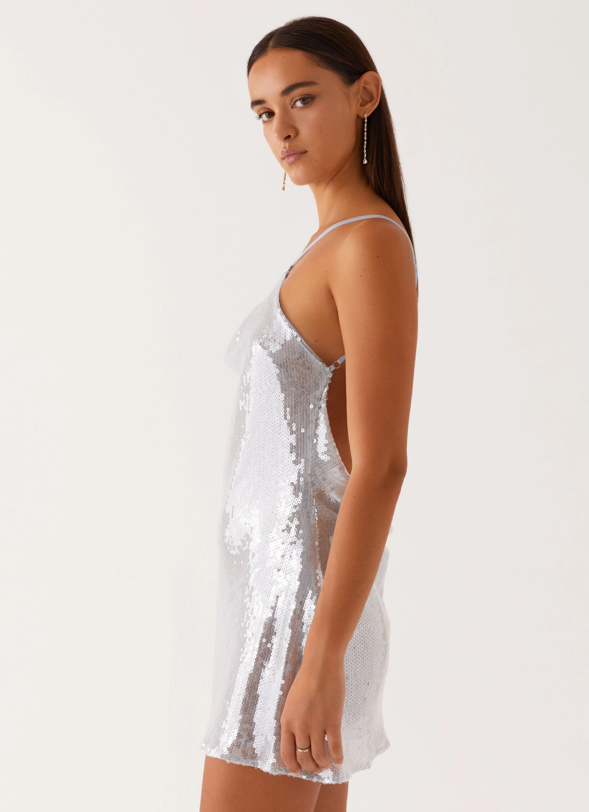 Fashionable And Functional Radiant Energy Cowl Back Mini Dress - Blue