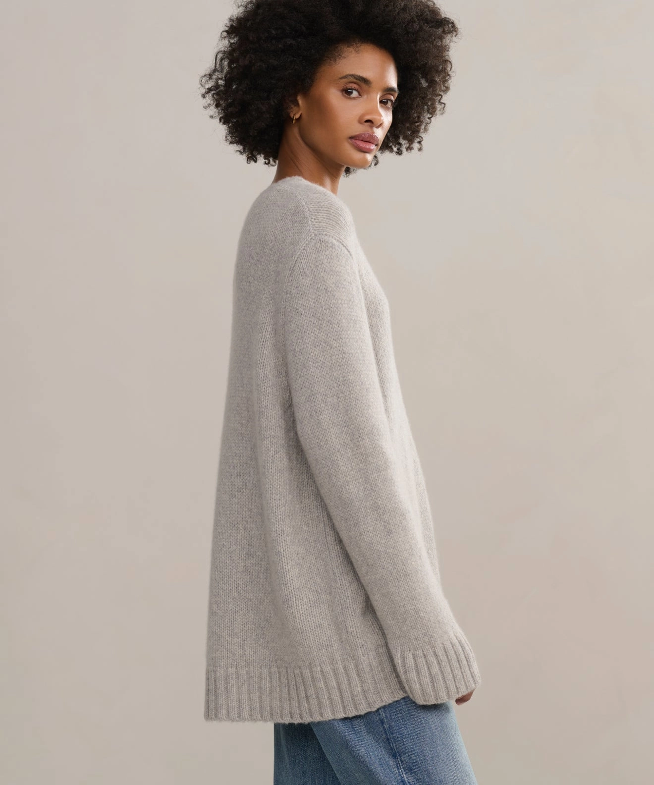 Elastic hemline Cashmere Amelia Crewneck