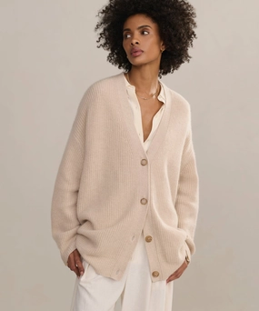 Cashmere Cocoon Cardigan Heat Retention Lining Relaxed Style