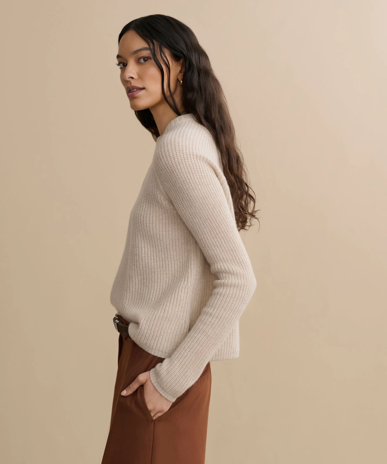 Cashmere Fisherman Sweater Multi Layer Weaving