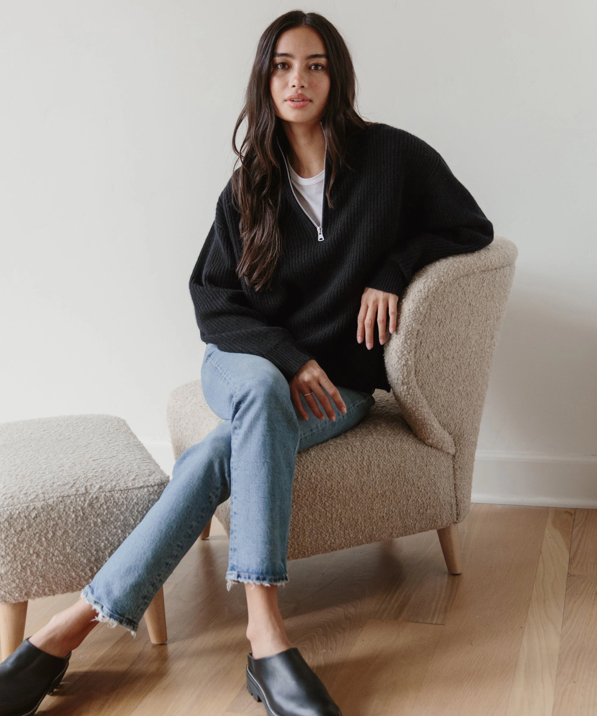 Modern Casual Look Cashmere Half Zip