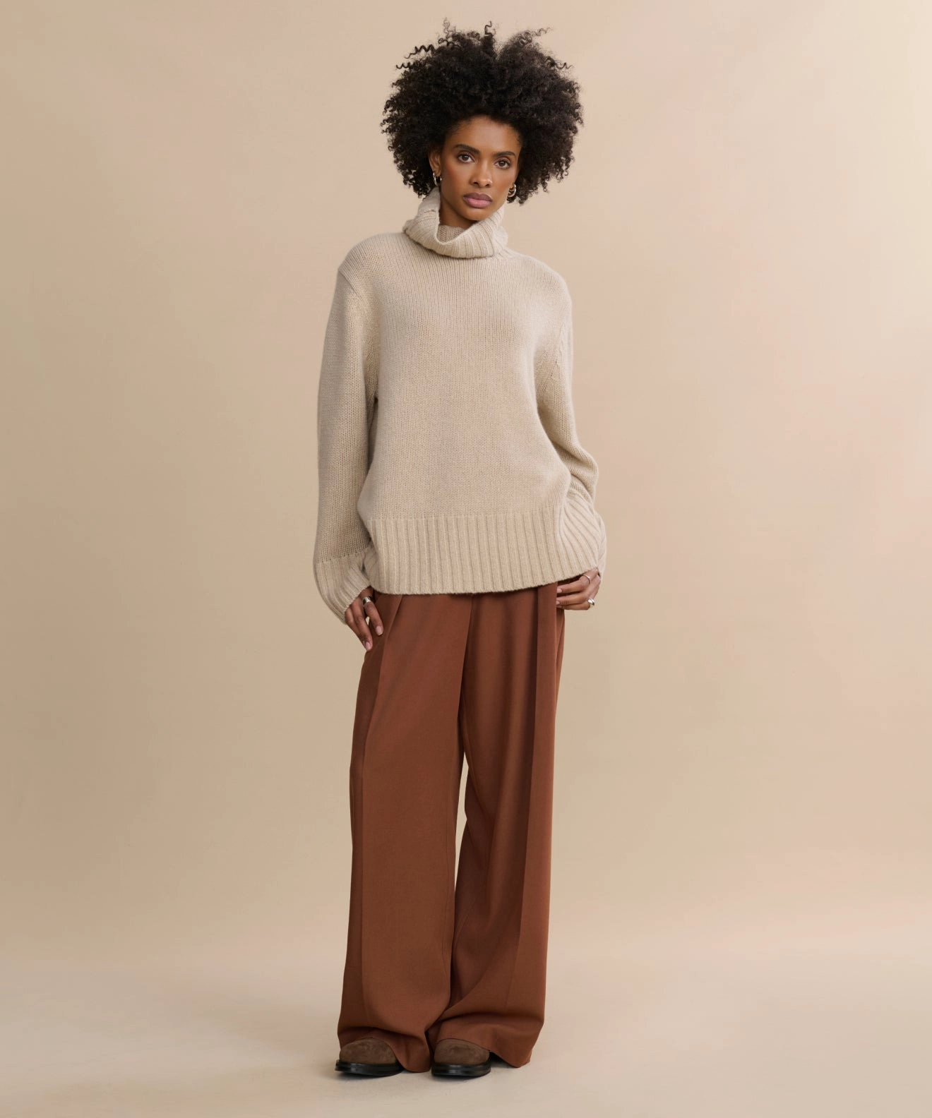 Daily Ready Natural Fiber Composition Cashmere Jet Turtleneck