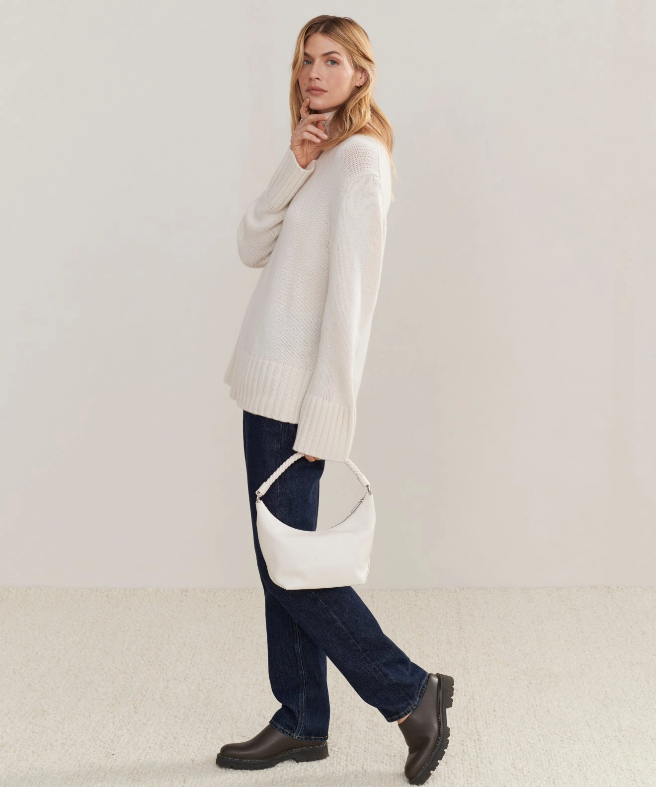 Seasonal Comfort Elastic Edging Cashmere Jet Turtleneck