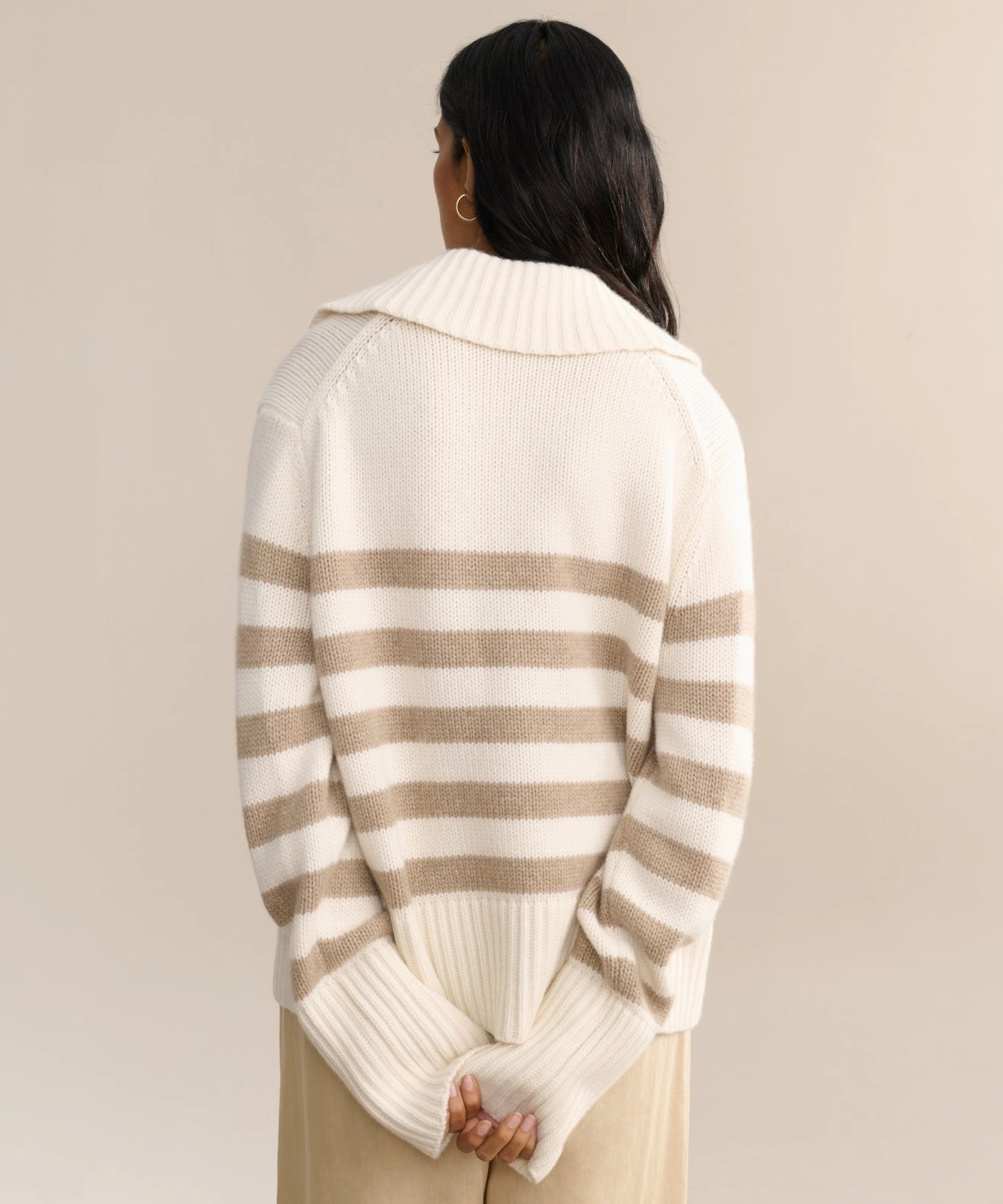 Cashmere Phoebe Polo Luminous Thread Accents KnitCuff Reinforcements