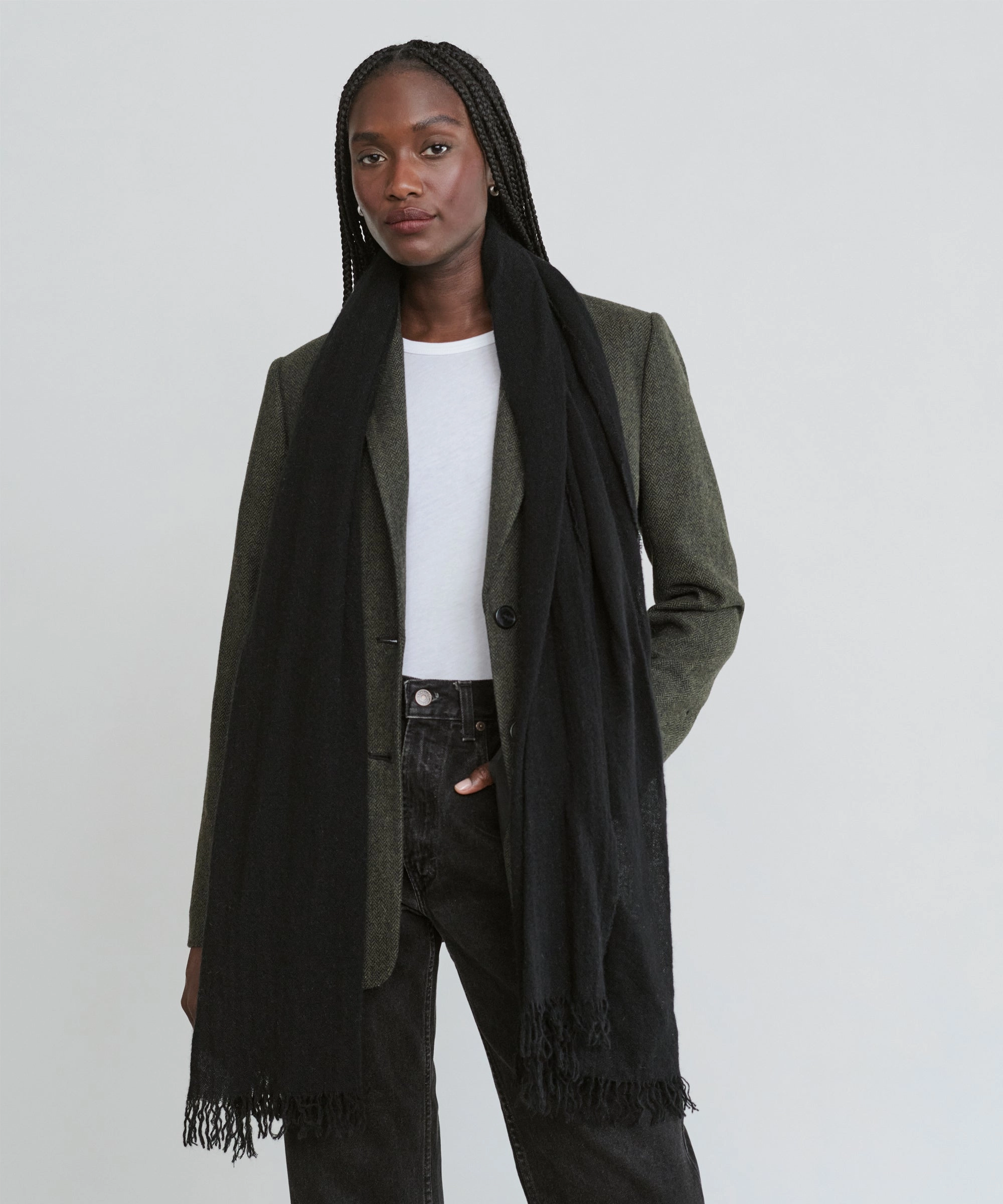 Reverseble Design Breathable Lining Cashmere Shawl