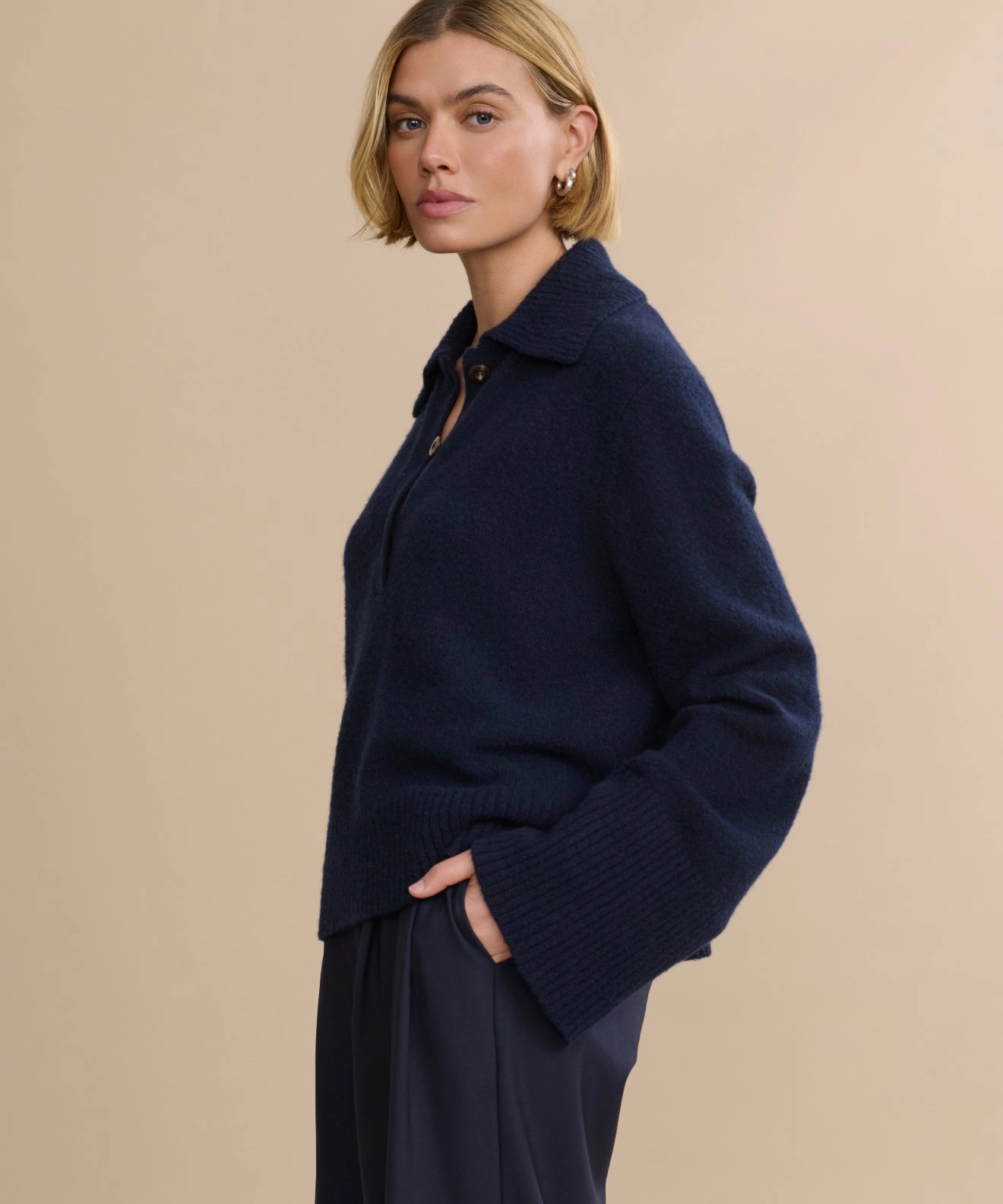 Yarn Dyed Indoor Layer Cashmere Stevie Polo
