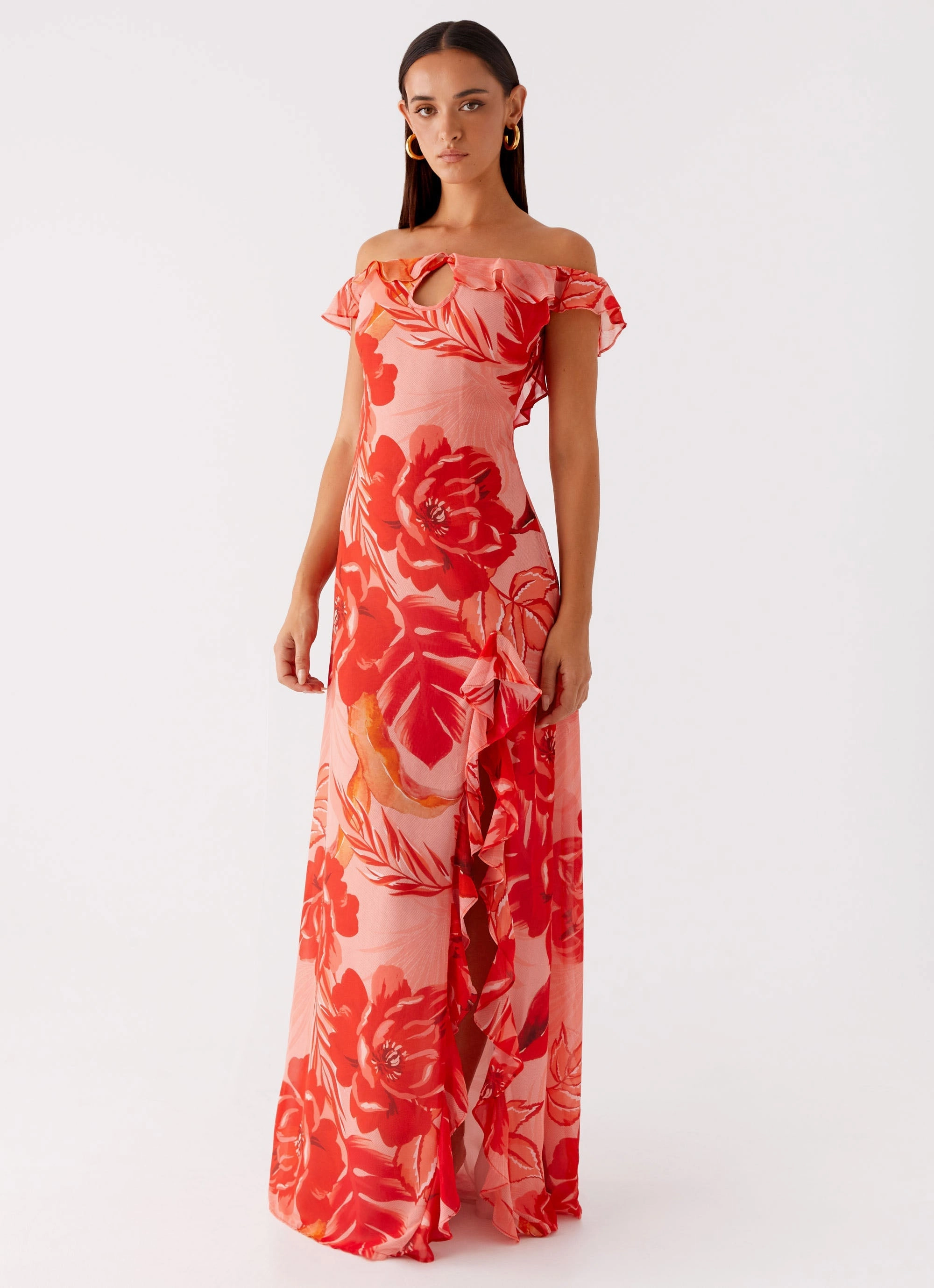 Cassiday Maxi Dress - Sicily Sunsets Print Lightweight warm-weather dress
