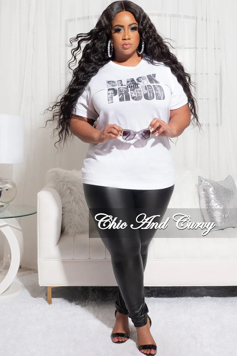 Final Sale Plus Size Crew Neck Short Sleeve Black & Proud T-Shirt in White Cozy Wear