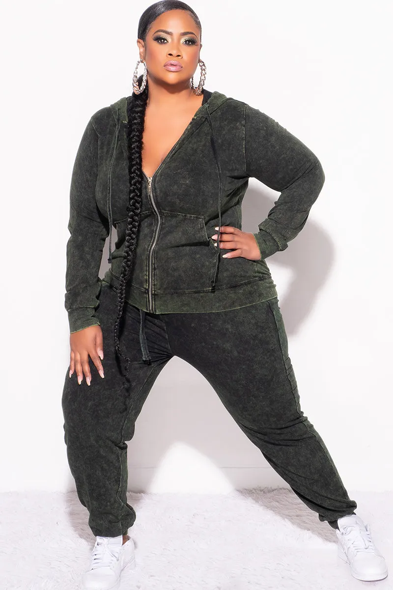 Final Sale Plus Size 2-Pc Set in Army Green Modular Pocket System Active Design