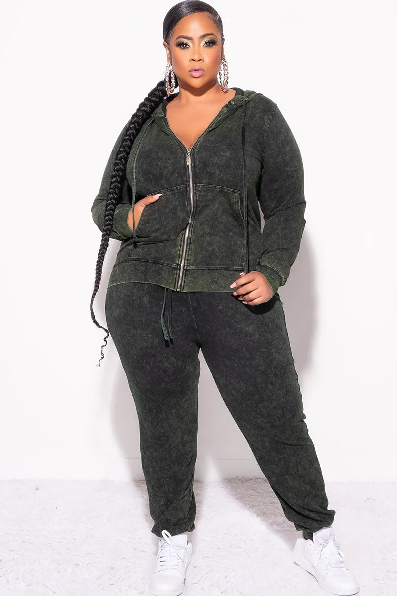 Street Utility Final Sale Plus Size 2-Pc Set in Army Green