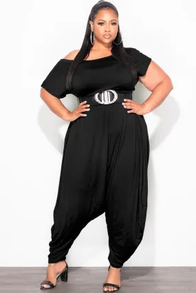 Casual Comfort Wear Transitional Style Final Sale Plus Size Harem Jumpsuit in Black