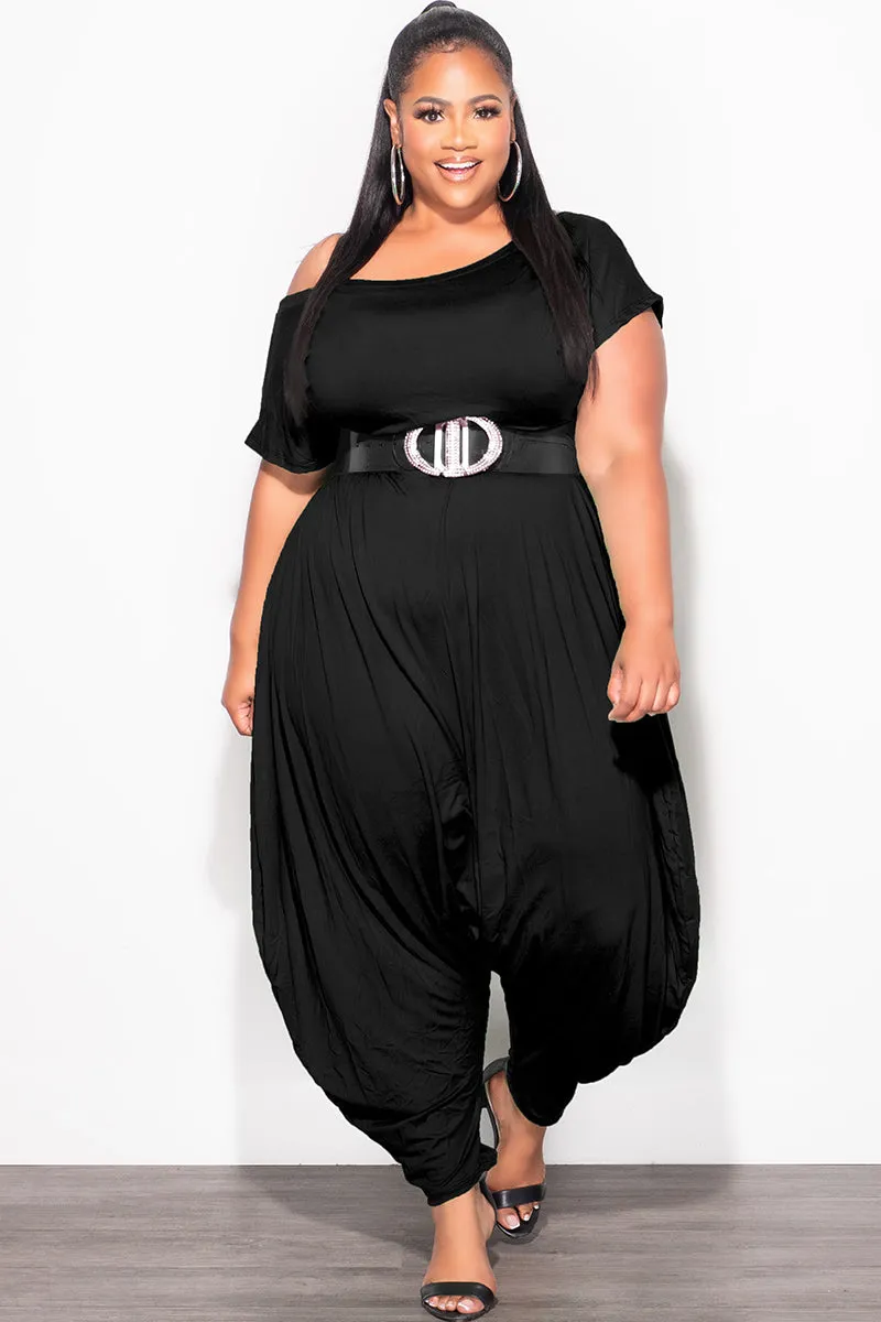 Final Sale Plus Size Harem Jumpsuit in Black Organic Cotton