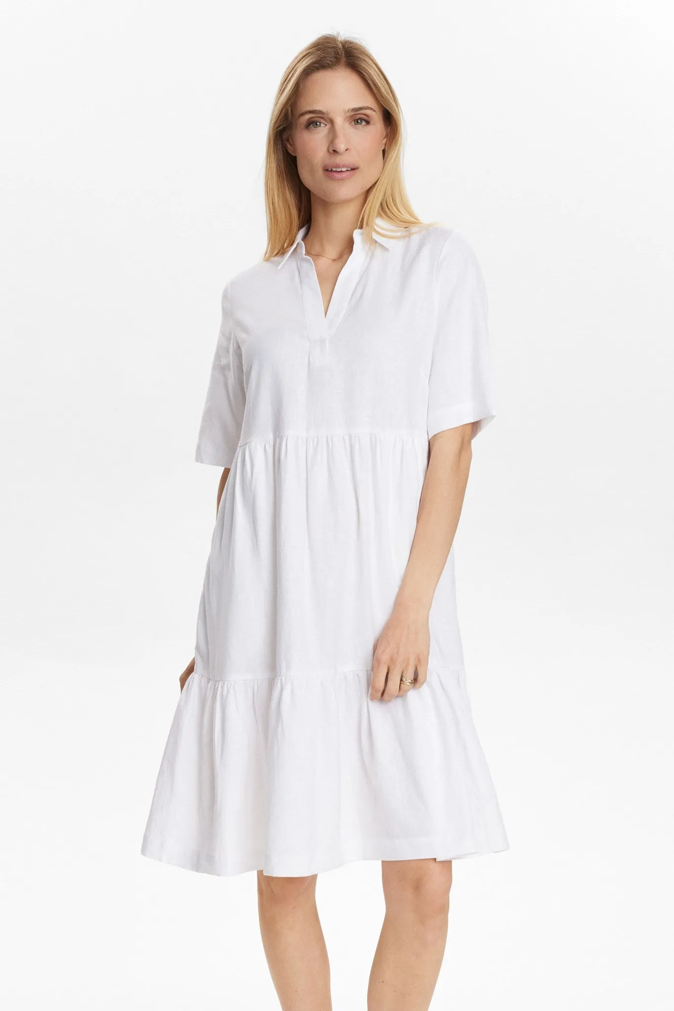 NUYNGVA SS DRESS - Bright White Elegant Layer Trendy Piece