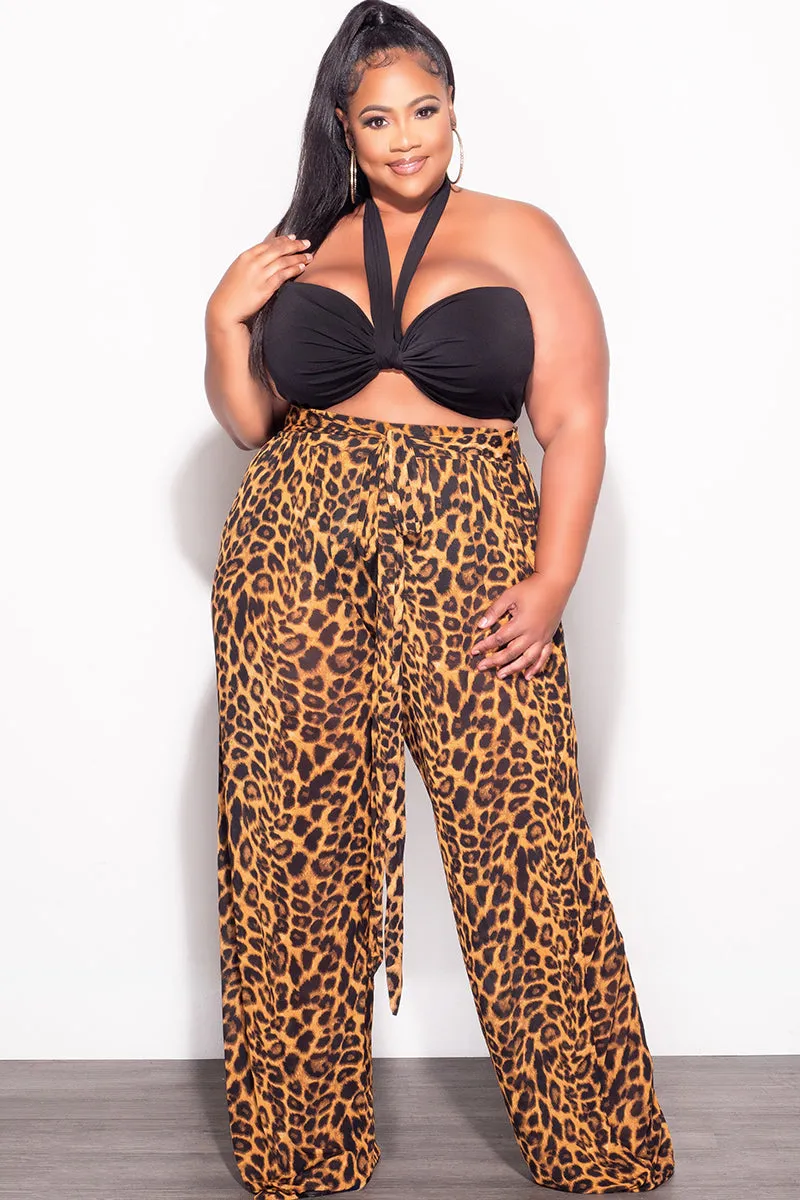 Casual Active Wear Relaxed Design Final Sale Plus Size Mesh Pants in Animal Print