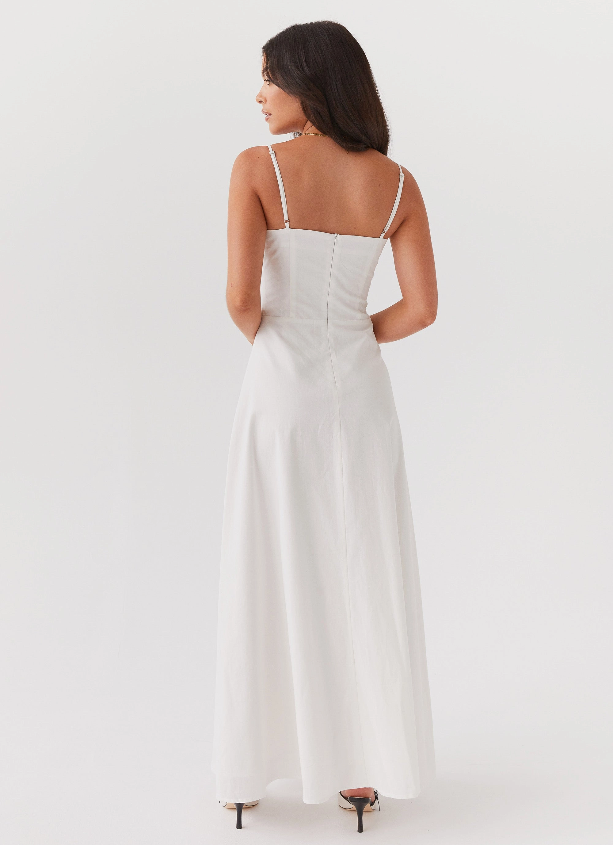 Seasonal piece Angelina Linen Maxi Dress - White
