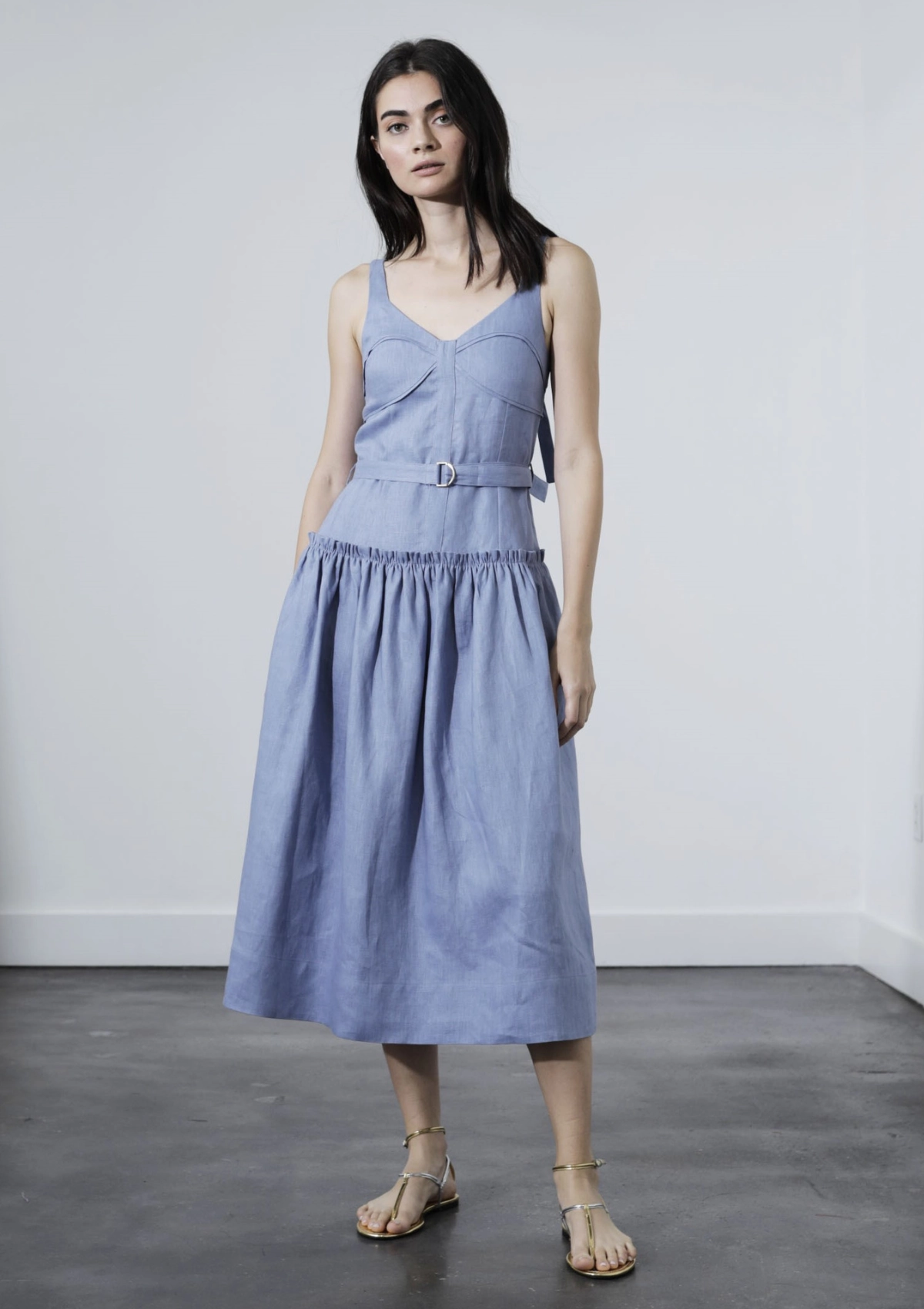 Stylish and Simple MAGNOLIA MIDI DRESS - STEEL