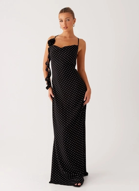 Artistic Detail Purely Maxi Dress - Black Polka Dot