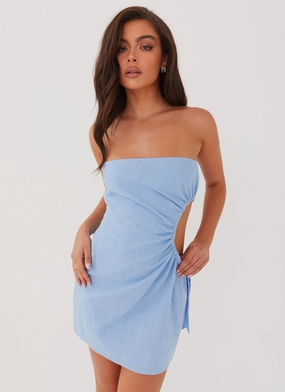 Unlined Look Rosella Linen Mini Dress - Blue