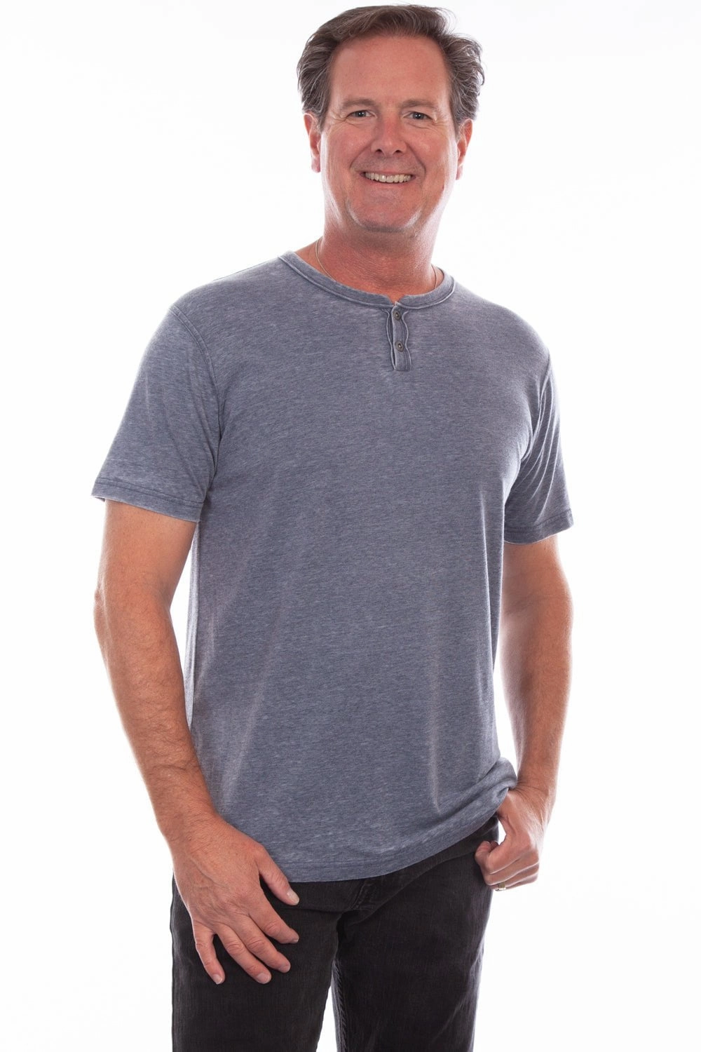 Scully Mens Denim 100% Cotton Henley S/S T-Shirt Chic Design