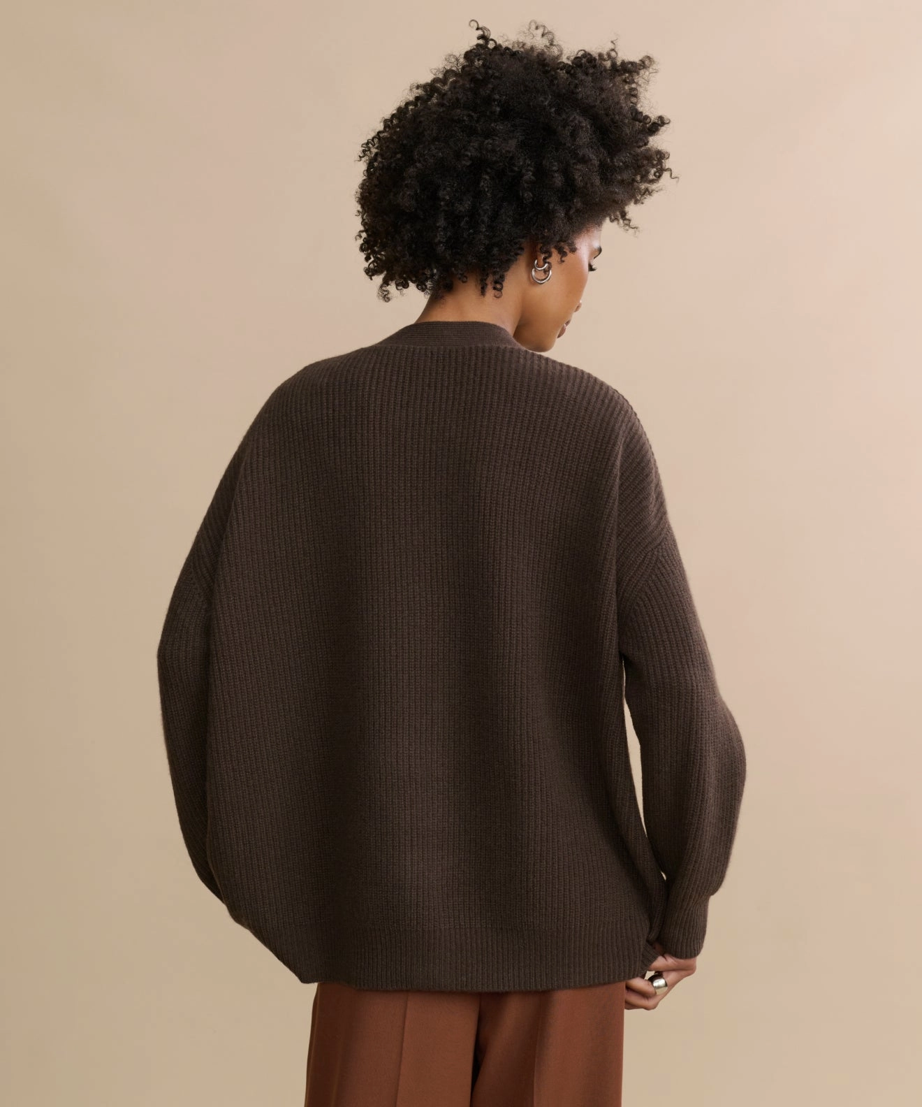 Flatlock stitching Cashmere Cocoon Cardigan