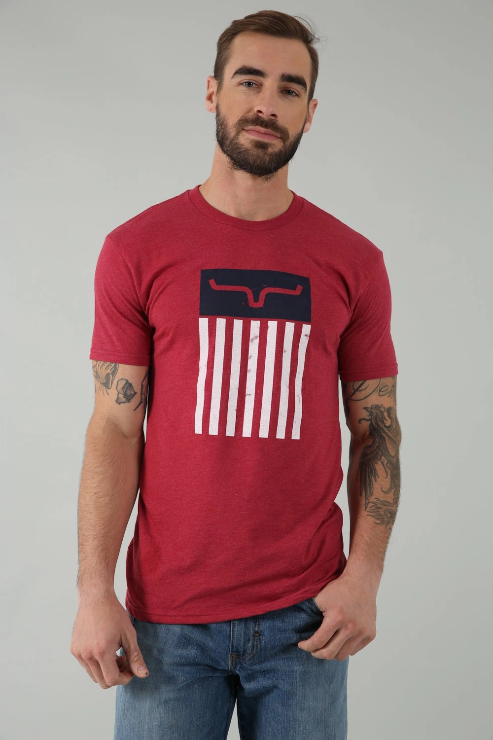 Kimes Ranch Mens Cody Tee Cardinal Cotton Blend S/S T-Shirt skinny but not tight