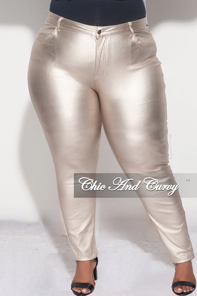 Easy Comfort Final Sale Plus Size Pants in Metallic Gold