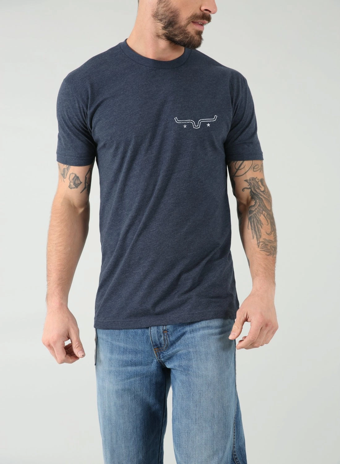 Chic Fit Performance Fit Kimes Ranch Mens American Bullseye Midnight Navy Cotton Blend S/S T-Shirt