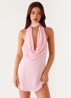 Chantal Backless Scarf Mini Dress - Pink Smart Comfort