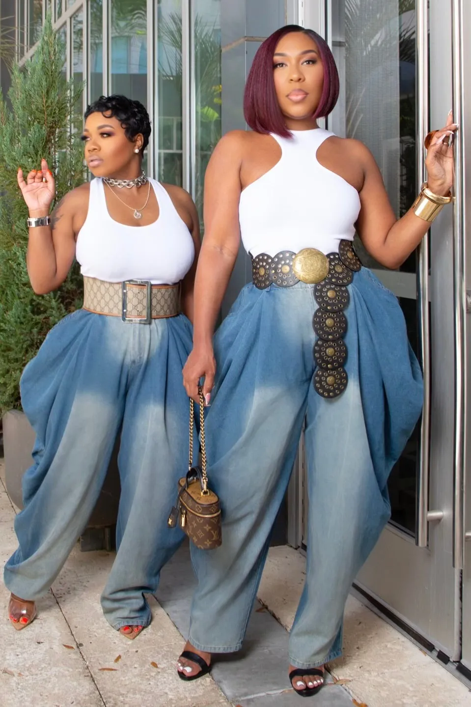 Cool Touch Comfort Layer Wear Charlene Statement Draped Denim Jeans