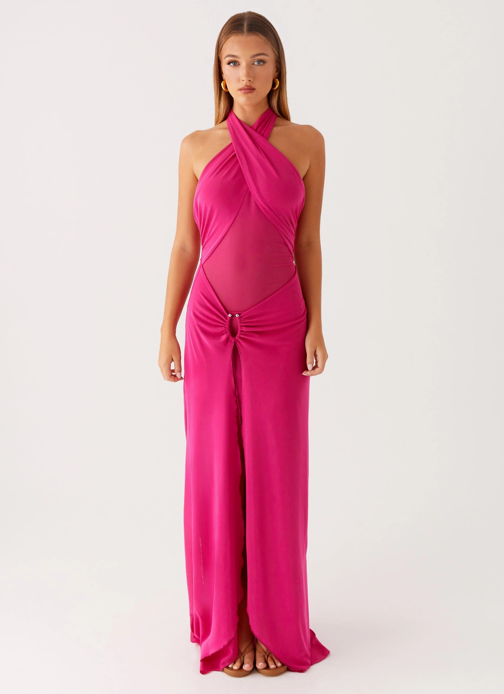 Ericka Maxi Dress - Hot Pink Subtle Stitch