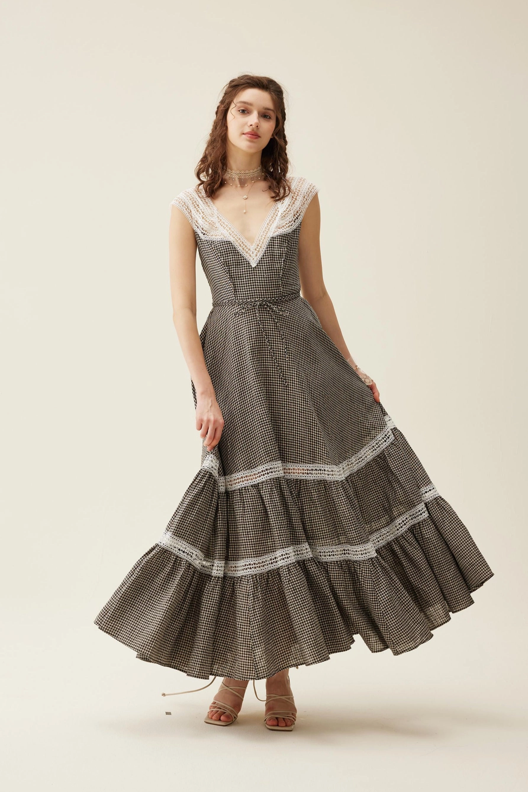 Cherry Tree 25 | Lace Linen flared dress Casual Fit Design