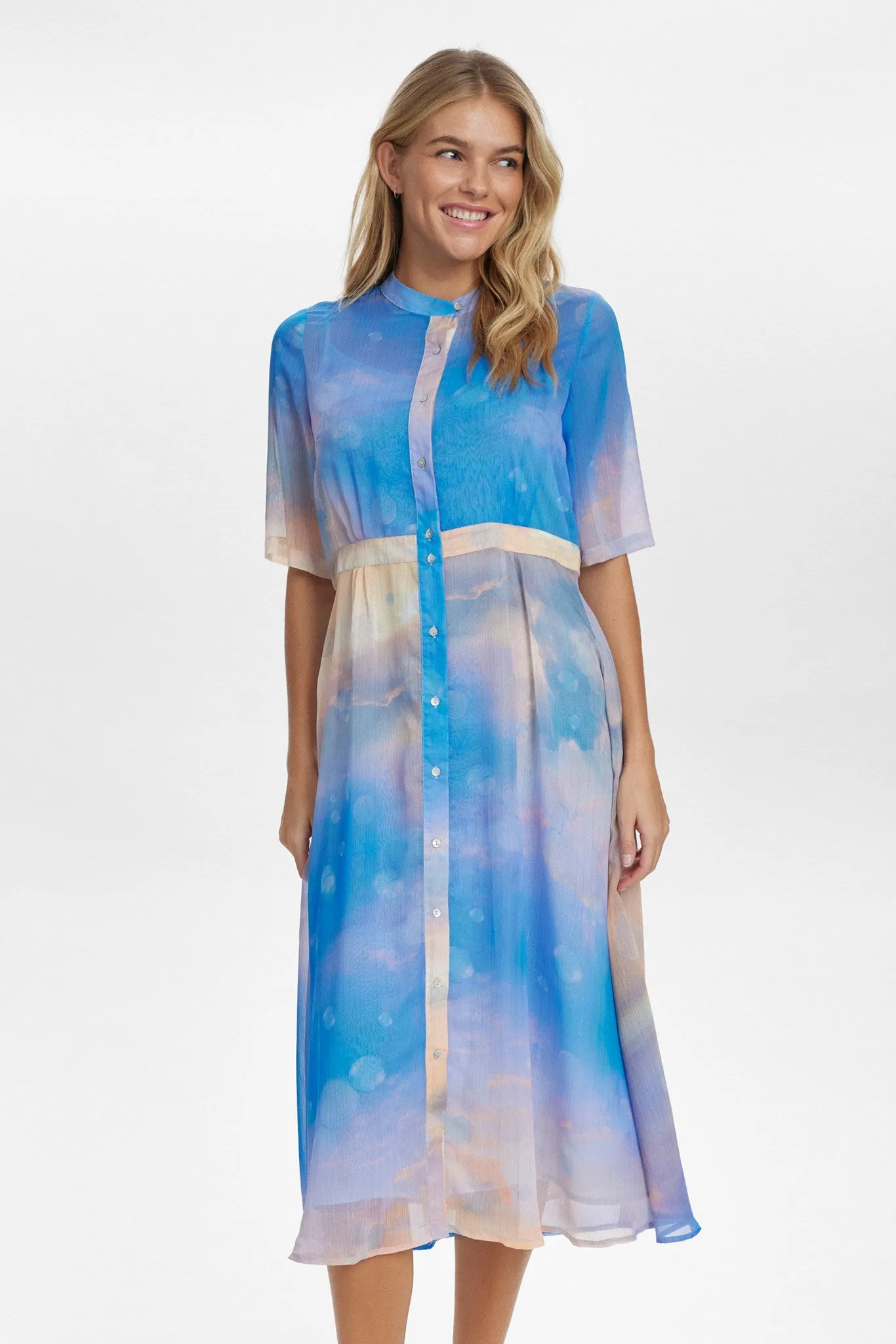Bold Structure Zip-Closure NUKYNDALL SS SKYE DRESS - Cerulean