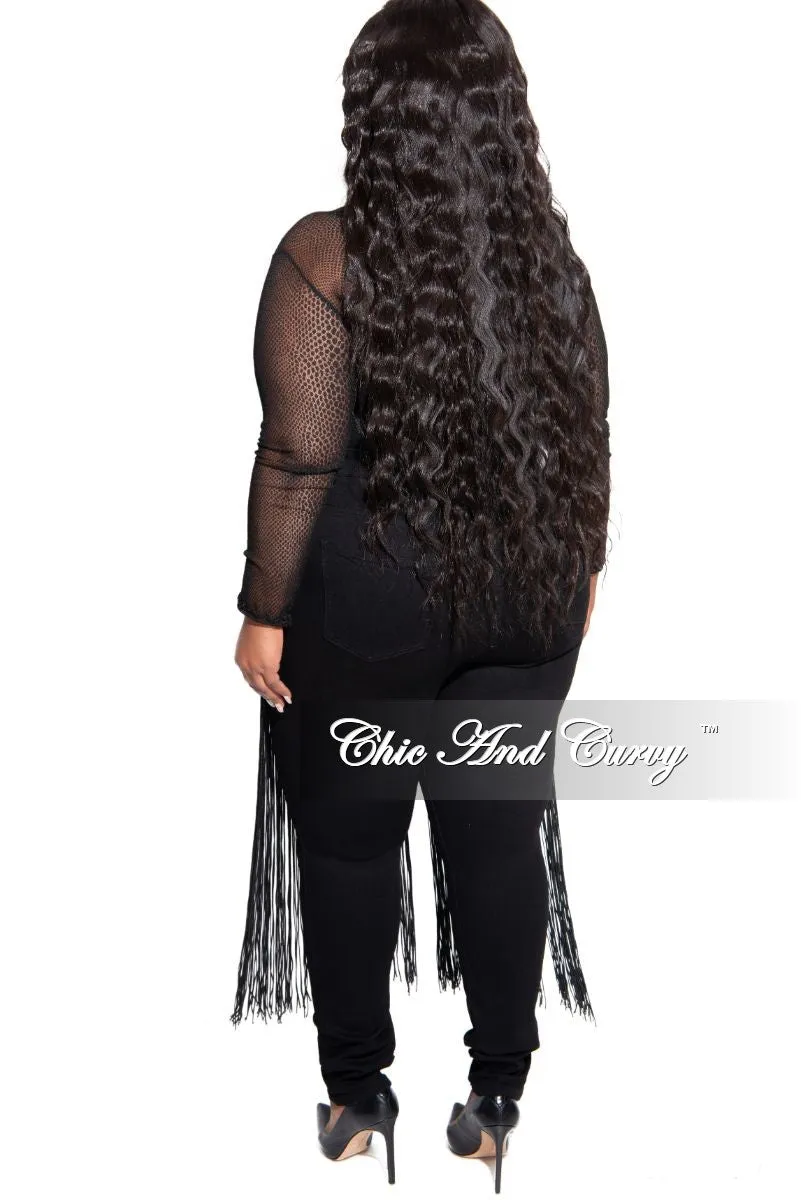 Final Sale Plus Size Long Sleeve Mesh Bodysuit in Black Comfort Focused